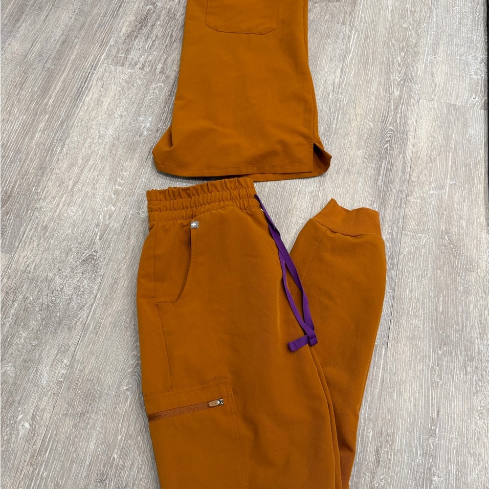 Burnt Orange dogs Jogger Pants with Purple Drawstring